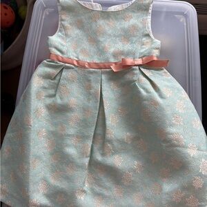 Marie Chantal Clemence Mint and Peach Jacquard Floral Dress